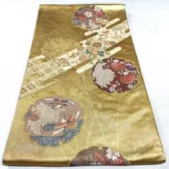 P2035 ●高級 正絹 唐織 六通 袋帯 鶴