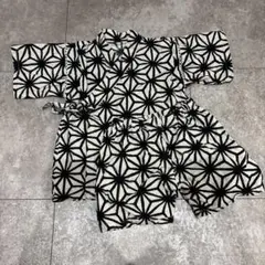 甚平 100 幾何学模様 白黒 美品