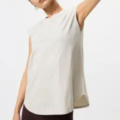 エアリズム　コットンT　ノースリーブ　ベージュ　S