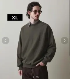 steven alan セットインスリーブ クルーネック スウェット カーキ