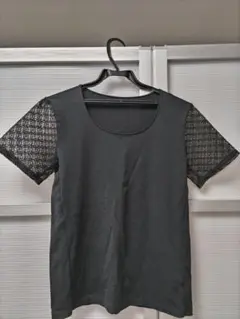ワコール、ブラック レーススリーブ Tシャツ Lサイズ