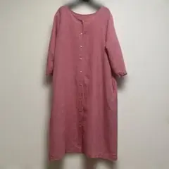 cinq symphonie ピンク リネンシャツワンピース七分袖