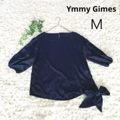 【美品】Ymmy Gimes ブラウス カットソー リボン【M】 袖開き 光沢