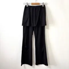 スカート付きパンツ【M】ヨガパンツ フィットネス ブラック レイヤード