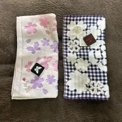 【未開封タグ付き】ハナエモリとクレイサスの花柄タオルハンカチを2枚セットで
