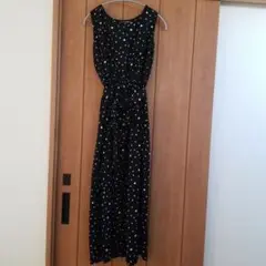 水玉ノースリーブロングワンピース