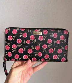 Kate Spade 花柄 長財布 黒