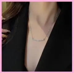 ☆ヒット商品☆シルバー お洒落 バー キラキラ ネックレス 男女兼用