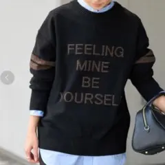 美品　フレームワーク　カレッジロゴクルーネックニット　カシミア混