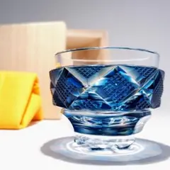 薩摩切子　松浦正行 作品　矢来紋様切子　　　　脚付杯　【人気作家 入手困難作品】 薩摩切子 松浦正行 作品 矢来紋様切子 脚付杯 【人気作家 入手