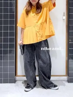 niko and…　ニコアンド　コタットプリーツディテールシャツ　Long