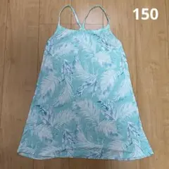 H&M 水色 葉柄 ノースリーブワンピース