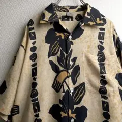 古着 シャツ 総柄 柄シャツ アロハ デザインシャツ 半袖