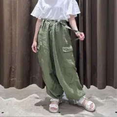 ニコアンド　清原果耶さん着用アイテム FINEリネン　サス付きパンツ　Lサイズ