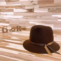 大人お洒落【カシラ】CA4LA 人気ウール希少リボン中折れハット秋冬 茶×黒