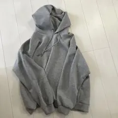 GUグレー オーバーサイズ フード付きパーカー