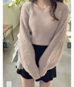 グレイル　ぴんくシャギーニット　パール