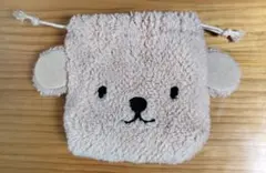 くまの巾着　茶色　もこもこ　ポーチ　小物入れ
