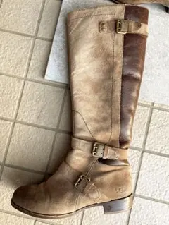 UGGロングブーツ背面ムートン本革羊エンジニアブーツ乗馬ラルフローレンスウェード