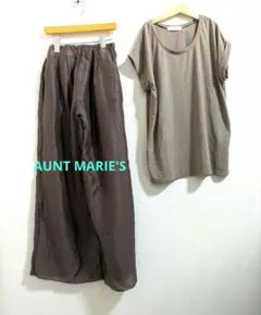 セットアップ　カットソー＆ワイドパンツ　ブラウン系　М AUNT MARIE'S