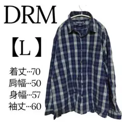 美品✨DRM【L 】ネイビー系チェックシャツ オシャレ可愛い 鮮やか 春秋