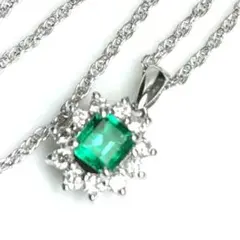 素晴らしい逸品♡三越購入♡コロンビア産♡エメラルド♡ダイヤ♡プラチナネックレス