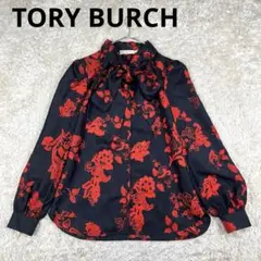 新品•未使用✨TORY BURCH ボウタイ　長袖シャツ　ブラウス　総柄　6