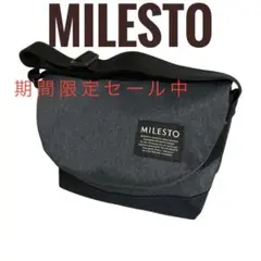 【美品】MILESTO（ミレスト） ショルダー メッセンジャーバッグ 黒グレー