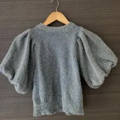 バルーンスリーブ青色系トップス