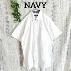 【NAVY】 メンズ 半袖ワイシャツ ホワイト (L) チェック