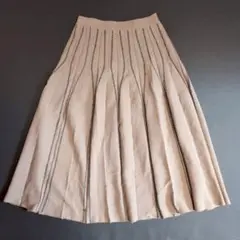 【ジョコモモラ】膝丈スカート (40) ベージュ プリーツスカート フレア