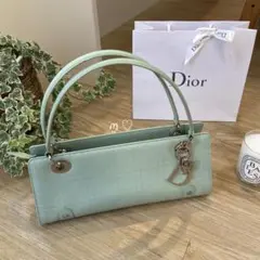Dior ディオール カナージュステッチハンドショルダーバッグ ミント チャーム