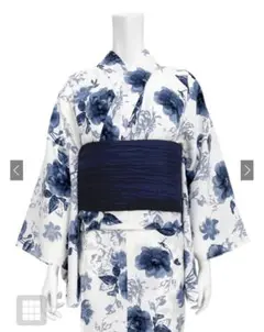 花柄 浴衣 濃紺帯付き