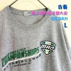 GILDAN インドア 陸上競技選手権大会 イベント 古着 Tシャツ L グレー