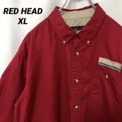 N-3880 RED HEAD アメリカ古着 ワークシャツ 半袖シャツ XL 赤