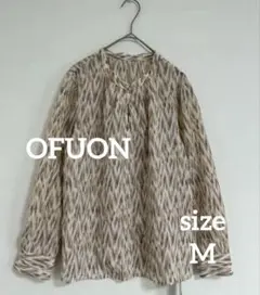 OFUON オフオン イカット風プリント長袖シアーブラウス 新品タグ付き
