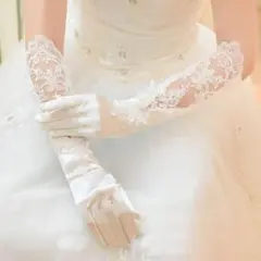 ウェディング ロング グローブ サテン レース 結婚式 刺繍