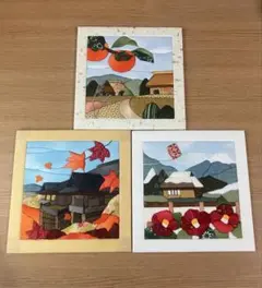 きめこみパッチワーク完成品３点セット