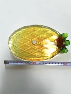 沖縄製 パイナップル型ガラス皿 約22cm
