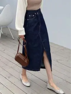 DHOLIC スリットエコデニムタイトスカート