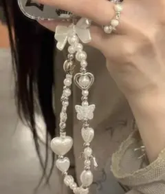 【未使用品】Made in I パールスマホストラップ