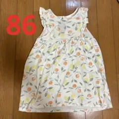 H&M ベビー　ワンピース　レモン柄　86