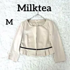 マタニティ【ミルクティー】ノーカラーボレロジャケット　M　アイボリー