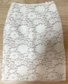 NATURAL BEAUTY BASIC アイボリー レースタイトスカート XS