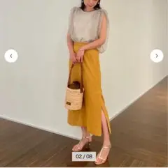 LOUNIE マスタード　麻調ナロースカート Sサイズ