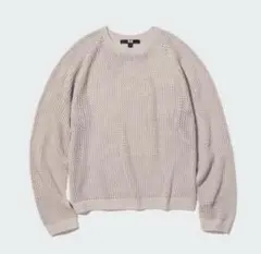 UNIQLO ユニクロ　3D メッシュ　クルーネックセーター　ライトグレー　L