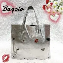 Bagolo バゴロ シルバー トートバッグ ピンバッジ メタリック 肩がけ