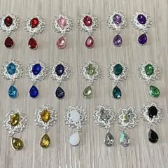 ビジューパーツ 台座つき 18個セット しずく 宝石 デコ素材