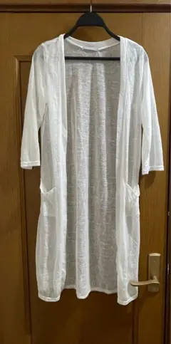 ホワイト ロングカーディガン M