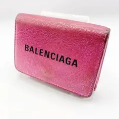 BALENCIAGA エブリデイ黒ロゴ メタリックエフェクト ローズピンク